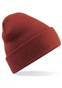 Embroidered Knitted Beanie Hat Beechfield BC045 Rust