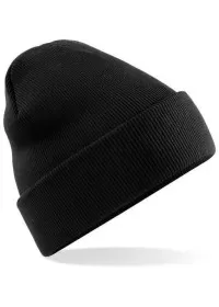 Embroidered Knitted Beanie Hat Beechfield BC045 Black