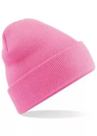 Embroidered Knitted Beanie Hat Beechfield BC045 Classic Pink