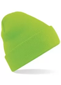 Embroidered Knitted Beanie Hat Beechfield BC045 Fluorescent Green