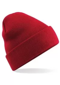 Embroidered Knitted Beanie Hat Beechfield BC045 Classic Red
