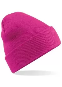 Embroidered Knitted Beanie Hat Beechfield BC045 Fuchsia