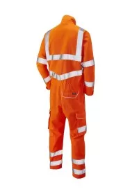 Leo Poly/Cotton Hi Vis Coverall Orange Class 3  - CV01 REAR