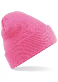 Embroidered Knitted Beanie Hat Beechfield BC045 True Pink
