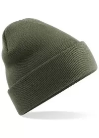 Embroidered Knitted Beanie Hat Beechfield BC045 Olive