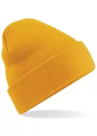 Embroidered Knitted Beanie Hat Beechfield BC045 Mustard