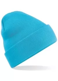 Embroidered Knitted Beanie Hat Beechfield BC045 Surf Blue