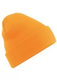 Embroidered Knitted Beanie Hat Beechfield BC045 Fluorescent Orange