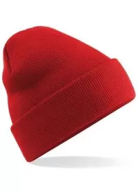 Embroidered Knitted Beanie Hat Beechfield BC045 Bright Red