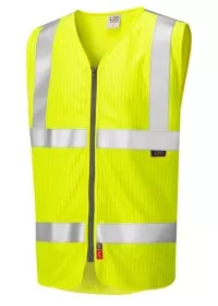 Flame Retardant And Anti Static Hi Vis Vest With Zip Leo W25 Yellow