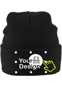 Embroidered Knitted Turn-Up Hat