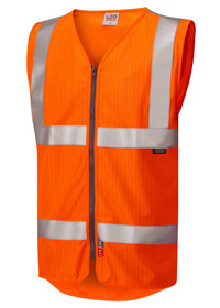Flame Retardant And Anti Static Hi Vis Vest With Zip Leo W25 Orange