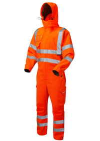 Hi Vis Waterproof Coverall With Hood Leo CV02 EcoViz