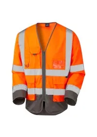 Leo S12 Long SLeeve hi vis vest Orange Grey