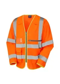 Leo Superior Sleeved Hi Vis Vest with Tablet Pocket - S24 ORANGE