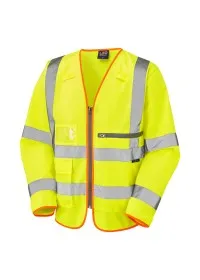 Leo Superior Sleeved Hi Vis Vest with Tablet Pocket - S24  YELLOW
