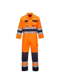 Portwest Hi-Vis Coverall Orange/Navy - TX55 FRONT