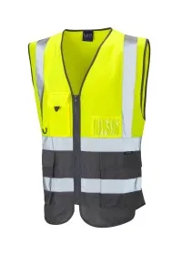 Hi Vis Vest with Pockets Leo W11 Yellow/Grey