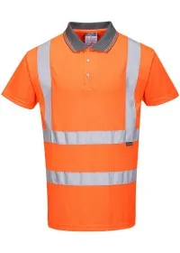Custom Printed Orange Hi Vis Polo Shirt Front