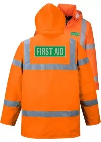 First Aid Printed Hi Vis Coat ORange