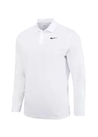 White/Black Nike Dri-FIT Victory solid long sleeve polo NK354 Nike