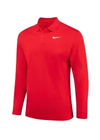 University Red/White Nike Dri-FIT Victory solid long sleeve polo NK354 Nike