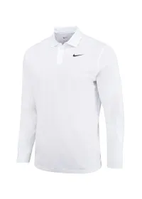White/Black Nike Dri-FIT Victory solid long sleeve polo NK354 Nike