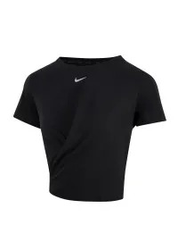 Black/Reflective Silver Nike NK374 Women's One Luxe Dri-FIT short sleeve standard twist top