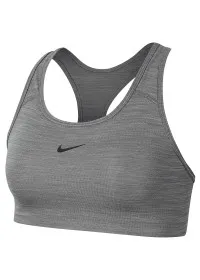 Smoke Grey/Heather/Black Womens Nike Dri-FIT Swoosh one-piece bra NK379 Nike