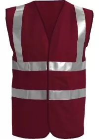 Burgundy Front Custom Printed Hi Vis Vest Pantone 491C