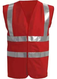 Red Front Custom Printed Hi Vis Vest Pantone 179C