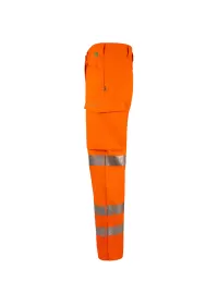 Eco Friendly Hi Vis Recycled Trousers Orange Left Side