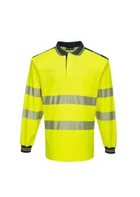 yellow and blue long sleeve hi vis polo shirt T184