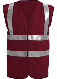 Burgundy Front Custom Printed Hi Vis Vest Pantone 491C