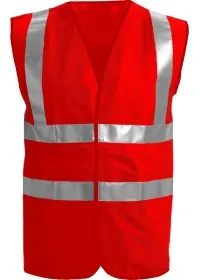 Red Front Custom Printed Hi Vis Vest Pantone 179C