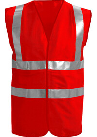 Red Front Custom Printed Hi Vis Vest Pantone 179C