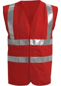 Red Front Custom Printed Hi Vis Vest Pantone 179C