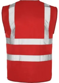 Red Rear Custom Printed Hi Vis Vest Pantone 179C