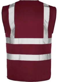 Burgundy Rear Custom Printed Hi Vis Vest Pantone 491C