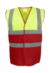 Yellow & Red Hi Vis Vest Two Tone HVW122
