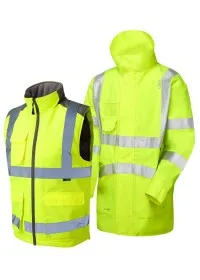 3-in-1 Unpadded Waterproof Coat with Bodywarmer A04/BW01 Yellow
