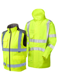 3-in-1 Unpadded Waterproof Coat with Bodywarmer A04/BW01 Yellow