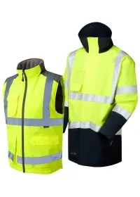 3-in-1 Unpadded Waterproof Coat with Bodywarmer A04/BW01 Yellow/Navy