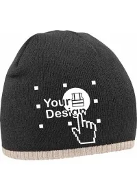 Embroidered Two Colour Beanie Hat BC44C