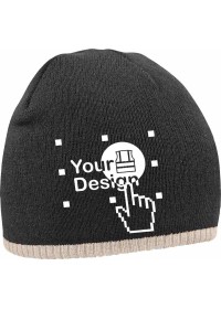 Embroidered Two Colour Beanie Hat BC44C