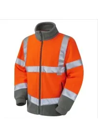 Custom Embroidered Orange Hi Vis Fleece Jacket Leo F01