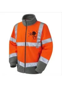 Custom Embroidered Orange Hi Vis Fleece Jacket Leo F01