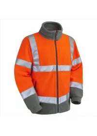 Custom Embroidered Orange Hi Vis Fleece Jacket Leo F01