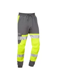 Yellow & Grey Hi Vis Leo Ecoviz Hawkridge Jog Trouser JT01