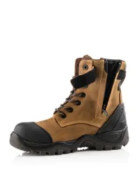 Dark Brown Buckbootz Safety Lace Zip Boot BSH008